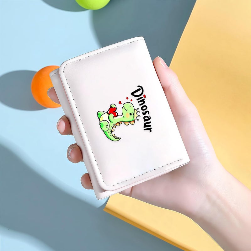 BJDAMAI Dinosaur Wallet For Teens Kids Girls Age 6,7,8,9,10,11,12, Small Slim Thin Mini Compact Women Wallet, Animal Lovers Gifts Stuff, Cash Card Coin Pocket Window For Female! - Image 3